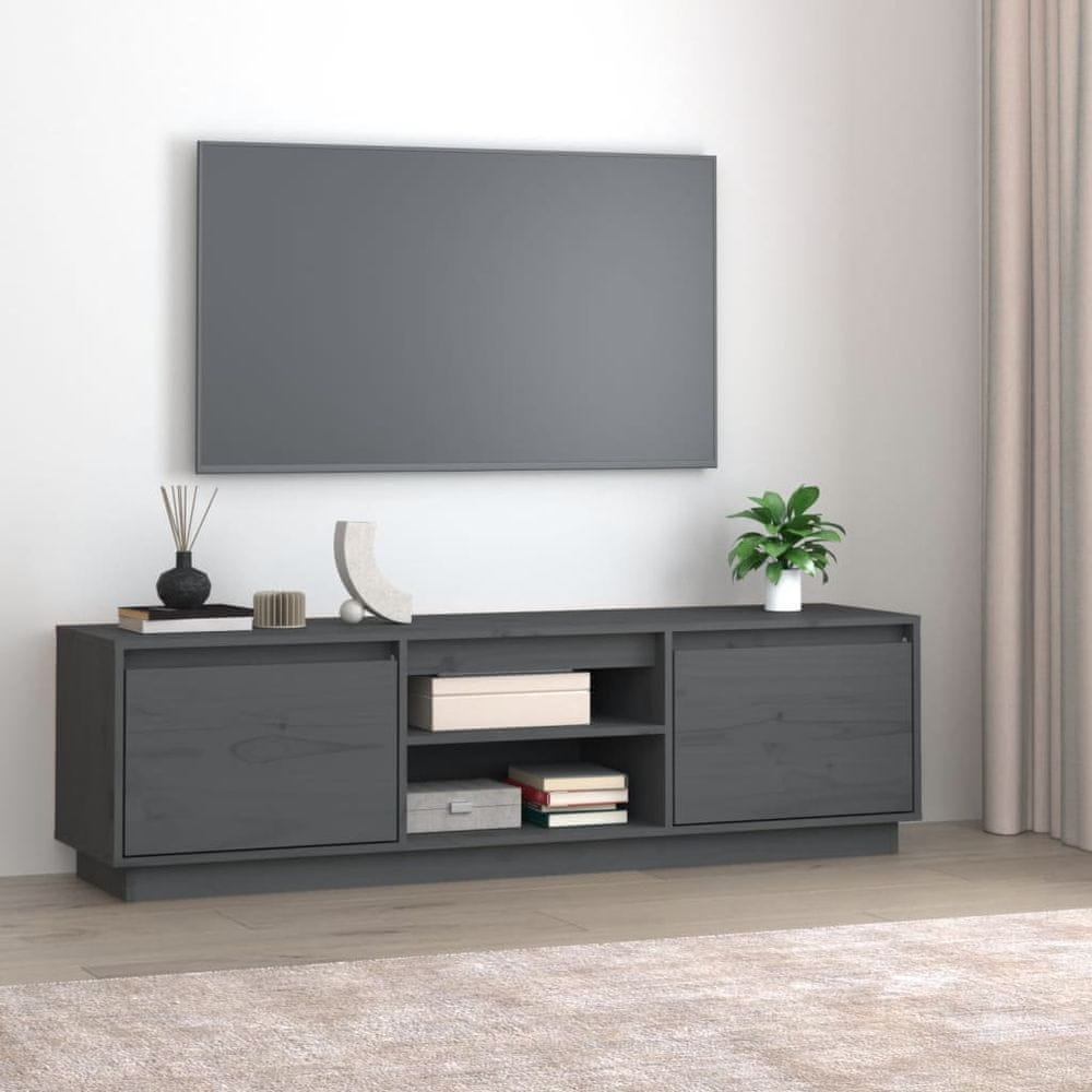 Vidaxl TV stolík sivý 140x35x40 cm masívna borovica